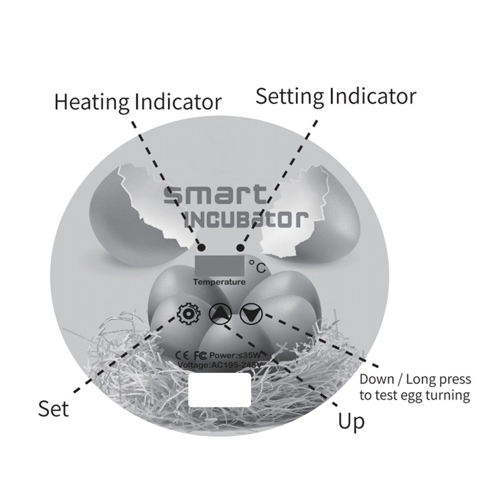 image shows the settings of this 12 Egg Incubator 