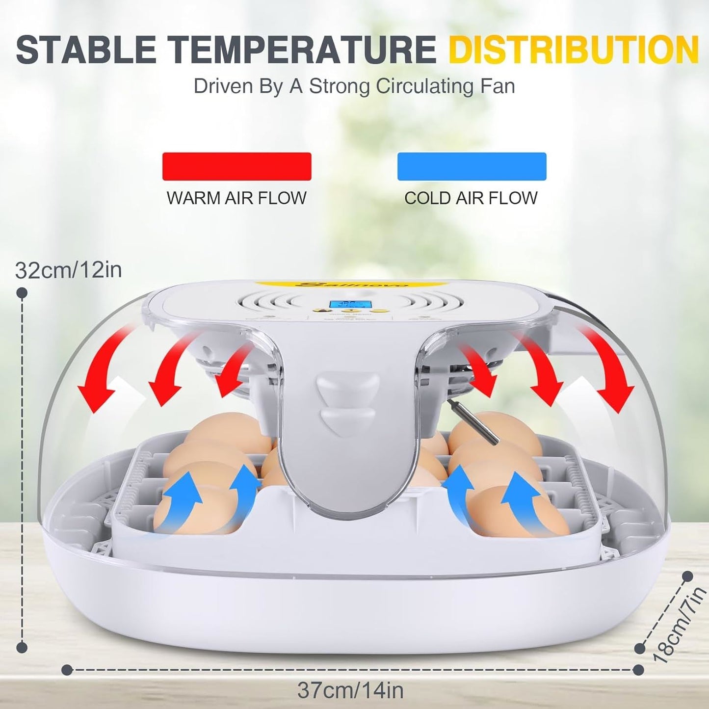 Automatic Egg Incubator for hatching, image shows how it control temperature