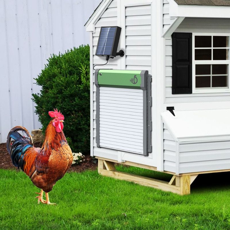 Solar Automatic Chicken Coop Door with smart auto stop function, weatherproof design, easy installation, timer mode, manual control and remote control features