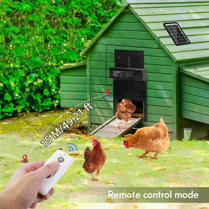 Remote control for automatic chicken coop door, designed for convenient and effortless operation.