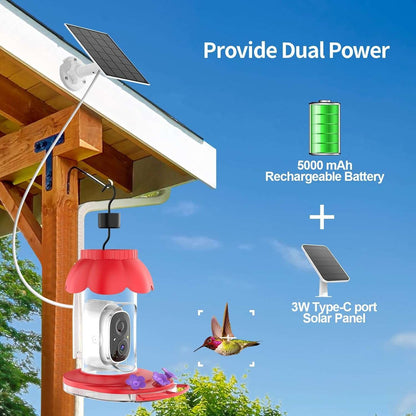 image showing the power supply method of smart hummingbird feeder